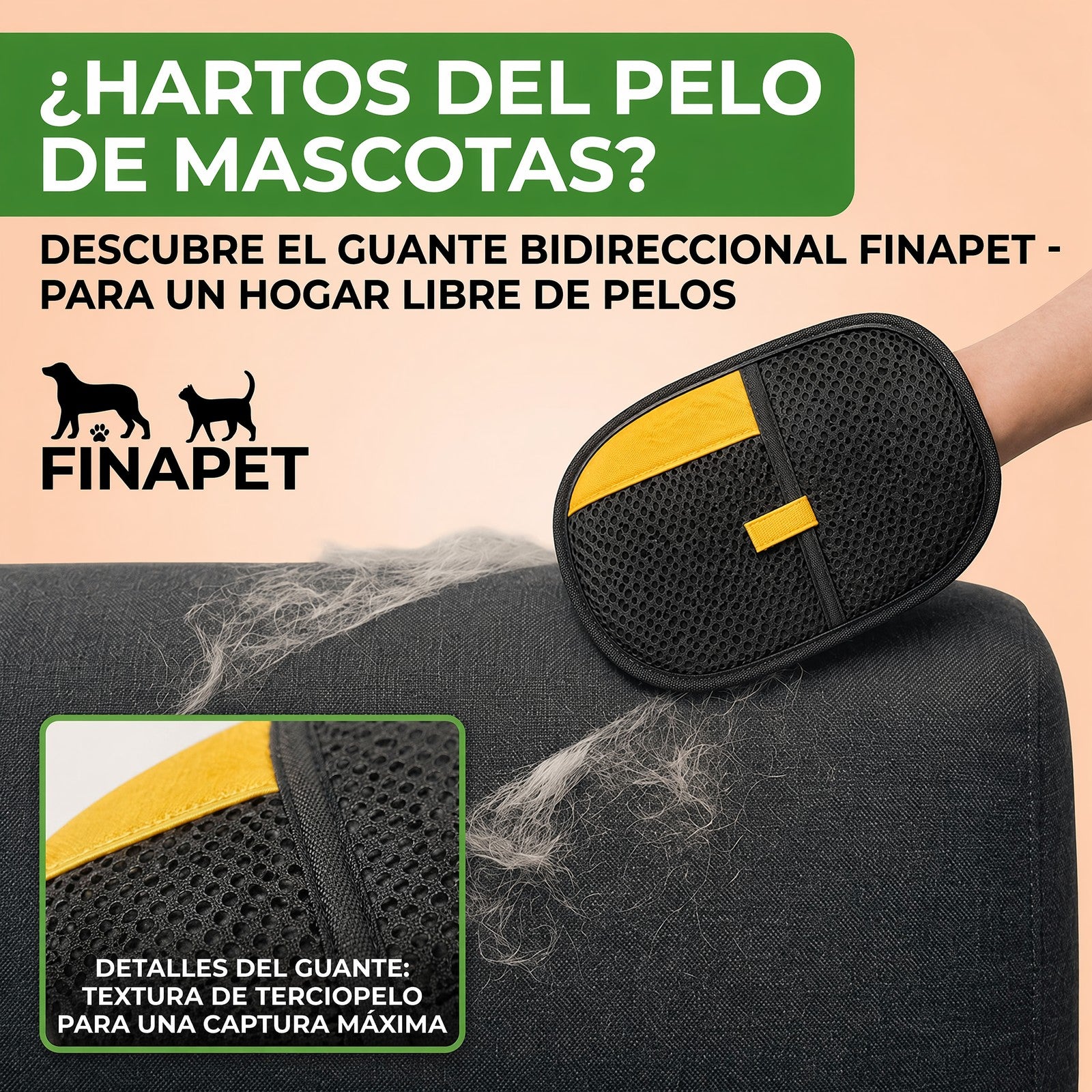 Manopla Quitapelos Reutilizable para Mascotas
