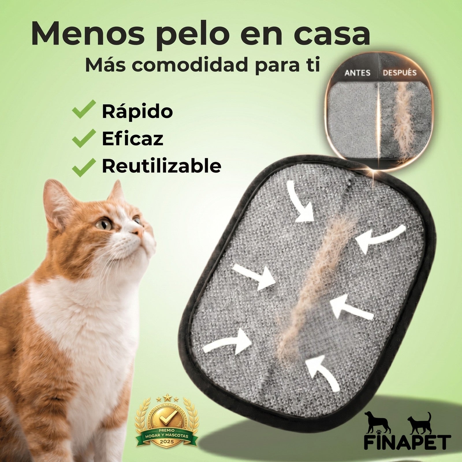 Manopla Quitapelos Reutilizable para Mascotas